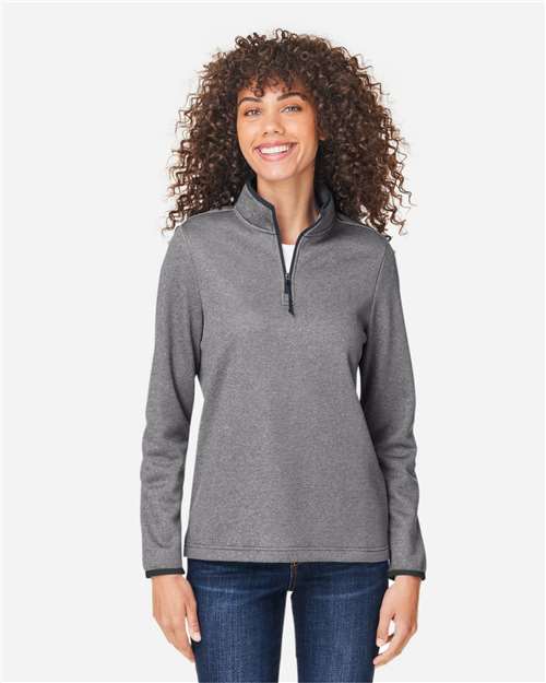CORE365 CE73W - Women's Venture Heathered Stripe Quarter-Zip Pullover