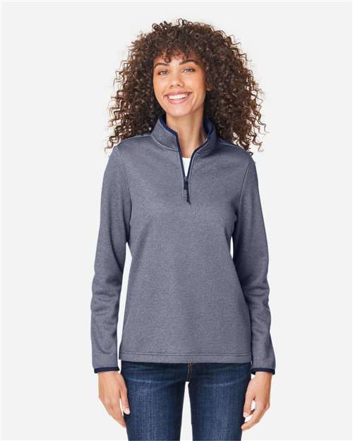 CORE365 CE73W - Women's Venture Heathered Stripe Quarter-Zip Pullover