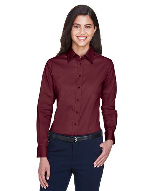 Harriton M500W - Women's Easy Blend™ Twill Dress Shirt with Stain-Release