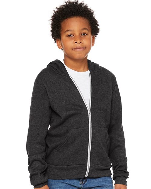 BELLA + CANVAS 3739Y - Youth Sponge Fleece Full-Zip Hoodie Sweatshirt